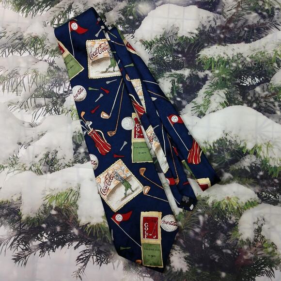 Coca-Cola Vintage Golfers Silk Necktie - Picture 1 of 4